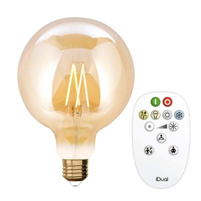 Лампа філаментна Lutec iDual Filament Amber FL G125 9W E27 з пультом дистанційного керування 51460 фото