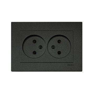 Розетка 2-я без заземления черный KARELL Exen Elektrik 200-141403-244 фото