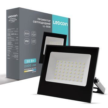 Світлодіодний прожектор Ledcoin LL-5030 30Вт 6500K чорний L-80481 фото