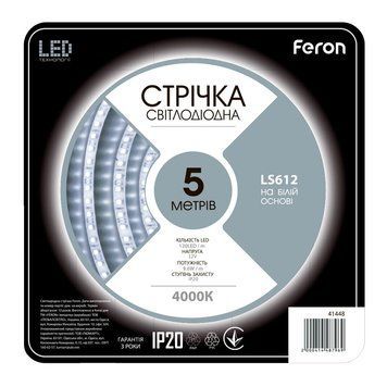 Світлодіодна стрічка Feron LS612 12В 9.6Вт/м 4000K F-41448 фото