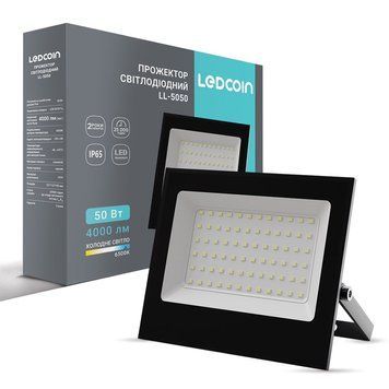 Світлодіодний прожектор Ledcoin LL-5050 50Вт 6500K чорний L-80482 фото