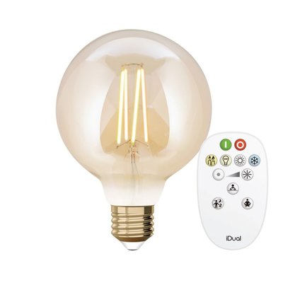 Лампа филаментная Lutec iDual Filament Amber FL G95 9W E27 с пультом дистанционного управления 51463 фото