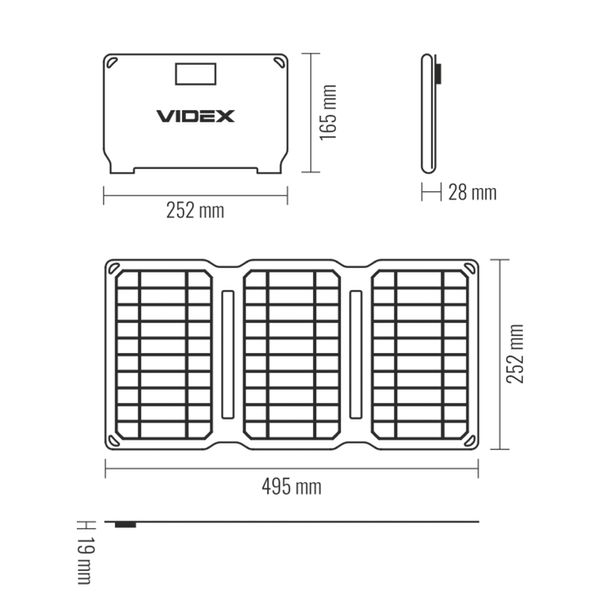 Портативний зарядний пристрій сонячна панель VIDEX VSO-F515UU 15W VSO-F515UU фото