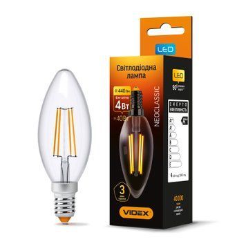 LED лампа VIDEX Filament C37F 4W E14 4100K 23680 фото