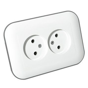 Розетка подвійна без заземлення LOFT білий+сірий Ovivo Electric 404-010303-908 фото