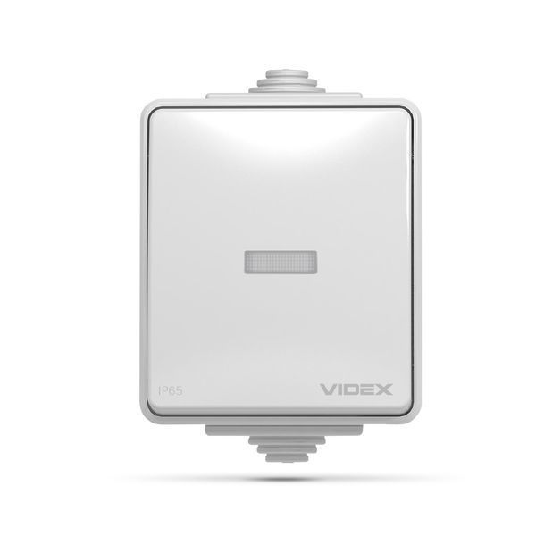 IP65 Выключатель наружный одноклавишный с подсветкой серый VIDEX BINERA 25725 фото