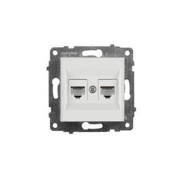 Механізм розетки комп&rsquo;ютерної двійної CAT6 білий GRANO Ovivo Electric 600-000301-230 фото