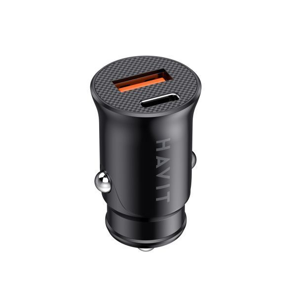 Автомобільний зарядний пристрій HAVIT HV-CC2022 20W USB+USB-C Black 28048 фото