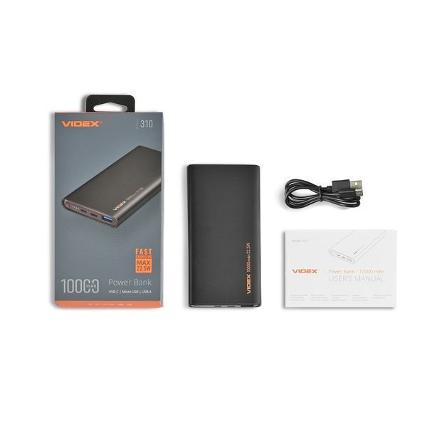 Повербанк 10000mAh VIDEX VPB-310 22.5W Black 28292 фото