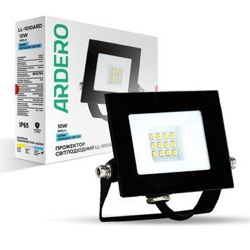 Світлодіодний прожектор Ardero LL-1010ARD 10Вт 6500K чорний A-80015 фото