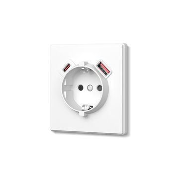 Розетка одинарна із заземленням USB-A+C 20W біла матова VIDEX NOTA (VF-NT-SK1GUC-WH) 28881 фото
