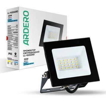 Світлодіодний прожектор Ardero LL-1020ARD 20Вт 6500K чорний A-80016 фото