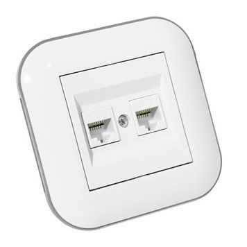 Розетка комп'ютерна двійна CAT6 LOFT білий+сірий Ovivo Electric 404-010303-230 фото