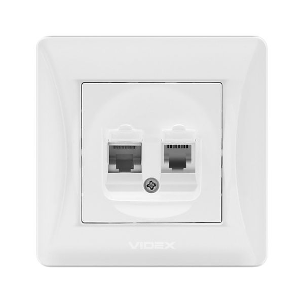 Розетка CAT6+CAT3 двойная белая VIDEX BINERA 24573 фото