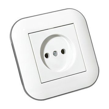 Розетка одинарна без заземлення LOFT білий+сірий Ovivo Electric 404-010303-215 фото