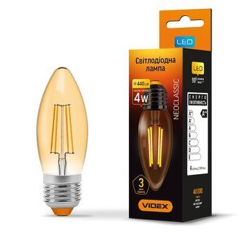 LED лампа VIDEX Filament C37FA 4W E27 2200K бронза 23683 фото