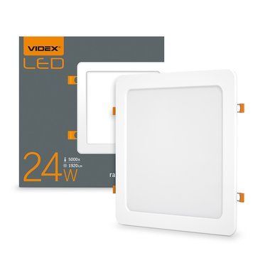 LED світильник вбудований квадрат VIDEX 24W 5000K 24881 фото