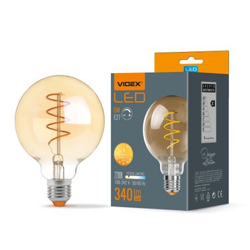 LED лампа VIDEX Filament G95FASD 5W E27 2200K дімерна бронза 25015_V фото