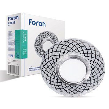 Вбудований світильник Feron CD833 під лампу з підсвіткою прозорий срібло F-40026 фото