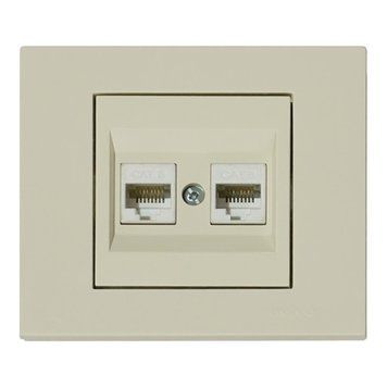 Розетка комп'ютерна двійна CAT6 кремова GRANO Ovivo Electric 400-020300-230 фото