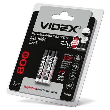 Аккумулятор Videx HR03/AAA 800mAh блистер 2шт HR03/800/2DB фото