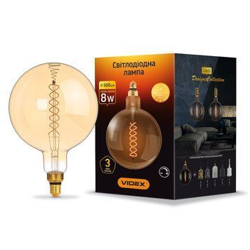 LED лампа VIDEX Filament G200FASD 8W E27 2200K дімерна бронза 26225 фото
