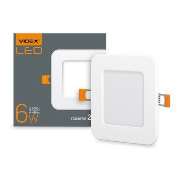 LED світильник вбудований квадрат VIDEX 6W 5000K 24071 фото