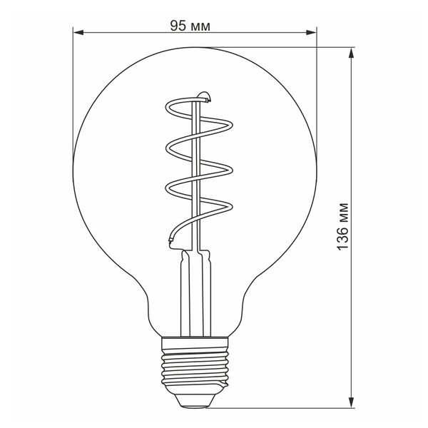 LED лампа VIDEX Filament G95FGD 4W E27 2100K димерная графит 25174_V фото