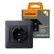 Розетка одинарная с заземлением и 2USB черный графит VIDEX BINERA 24473 фото 1
