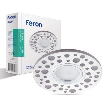Вбудований світильник Feron CD989 під лампу з RGB підсвіткою матовий білий F-40027 фото