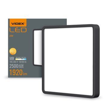 LED Светильник накладной квадрат VIDEX 24W 5000K Black 27802 фото