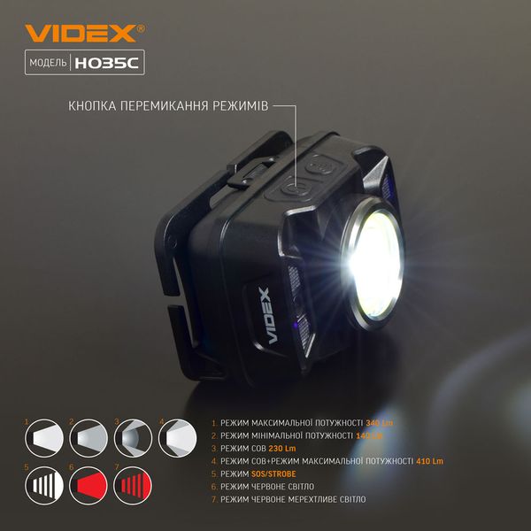 Фонарик налобный светодиодный VIDEX VLF-H035C 410Lm 5000K VLF-H035C фото