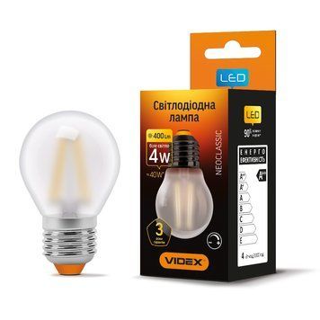 LED лампа VIDEX Filament G45FMD 4W E27 4100K дімерна 24559 фото