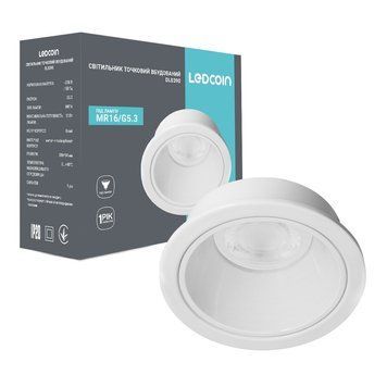 Вбудований світильник Ledcoin DL0390 під лампу білий L-80656 фото