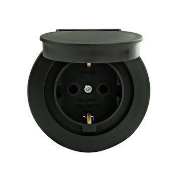 Розетка з заземленням з кришкою накладна антрацит xOne Horoz Electric 406-250000-249 фото