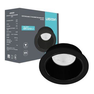 Вбудований світильник Ledcoin DL0390 під лампу чорний L-80657 фото