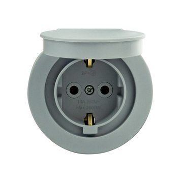 Розетка з заземленням з кришкою накладна сірий xOne Horoz Electric 406-240000-249 фото
