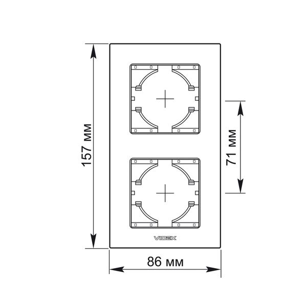 Рамка черное стекло на 2 места вертикальная VIDEX BINERA VF-BNFRG2V-B фото