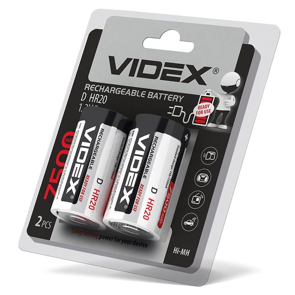 Аккумулятор Videx HR20/D 7500mAh блистер 2шт HR20/7500/2DB фото